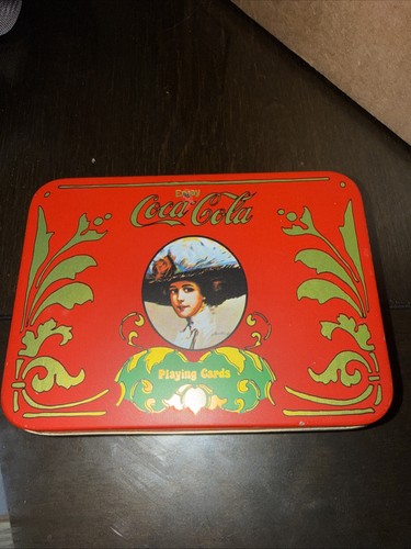 Coca-Cola Vintage Tin with Playing Cards Set Retro Collectible One Sealed