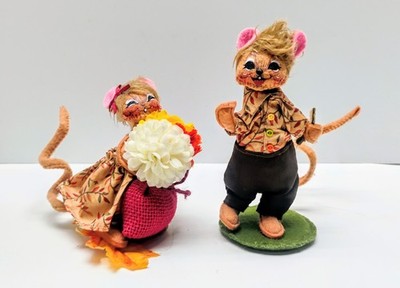 Annalee Autumn Flower Girl Mouse Foliage Fun Boy Mouse Sunflower Fall Doll 5''