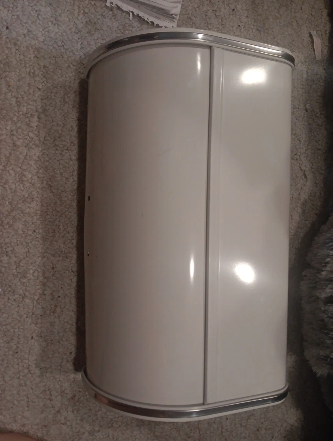 Vintage Metal Bread Box. Roll Top White. 16 x 7 x 10"