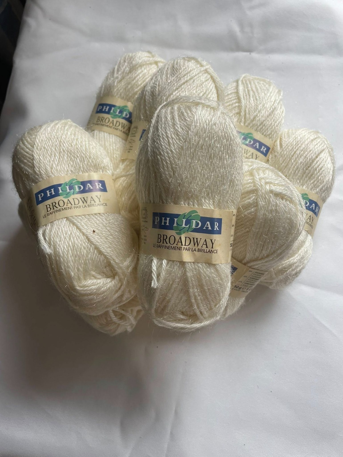 Pelotes Phildar Broadway fil ivoire vintage pour tricot fait main