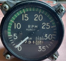 Vintage Aircraft Tachometer Gauge 0-3500 RPM w/ Hour Meter Mechanical Aviation Vintage Aircraft Tachometer Gauge 0-3500 RPM w/ Hour Meter Mechanical Aviation