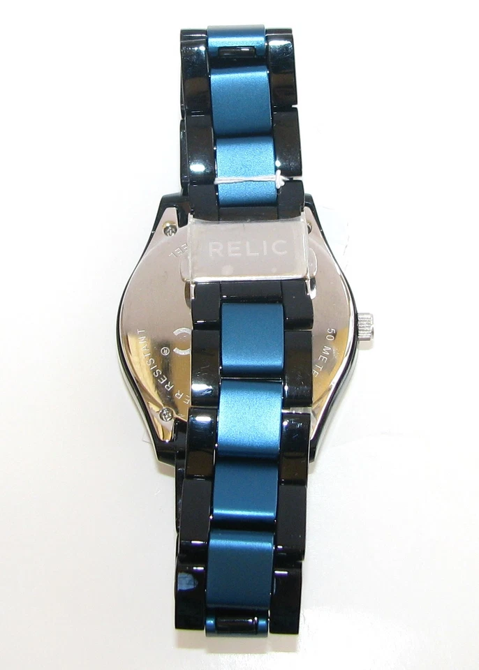 Nuovo Relic Nero+Blu 2 Tono, Multifunzione Quadrante, Strass, Orologio ZR15621 - Immagine 2 di 2