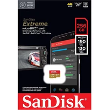 SanDisk Extreme 256GB microSDXC Card UHS-I U3 V30 190MBs SDSQXAV-256G-GN6MN