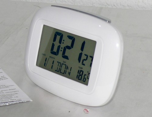 4-TV207 Digital Funkwecker Temperatur DCF Funkuhr Datum Wochentag LED Blau Weiß - Bild 4 von 10