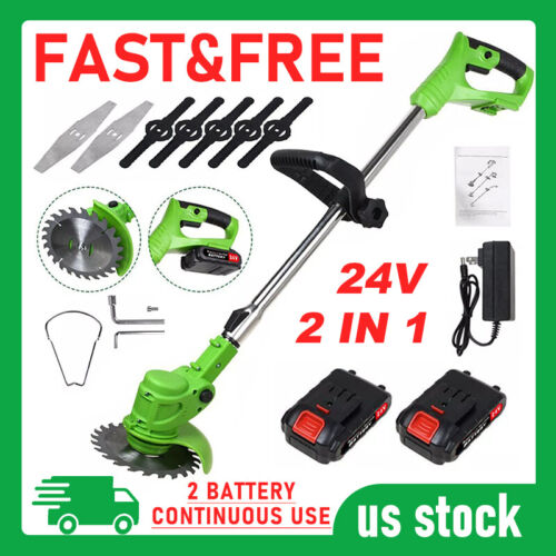 Cordless Weed Eater 2500W Electric Brush Cutter Lawn Edger Grass String Trimmer