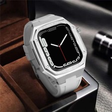 For Apple Watch 9 8 7 6 5 SE Mod Kit Armor Protective Cover Rubber Band Strap