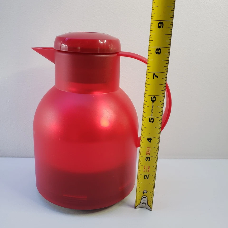 Emsa Samba Black Quick Press Vacuum Insulated 33.8 oz Pitcher Carafe Red Germany - Image 2 of 4
