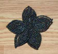Dark Color Beaded Women's Flower Shaped Collectible Brooch Pin