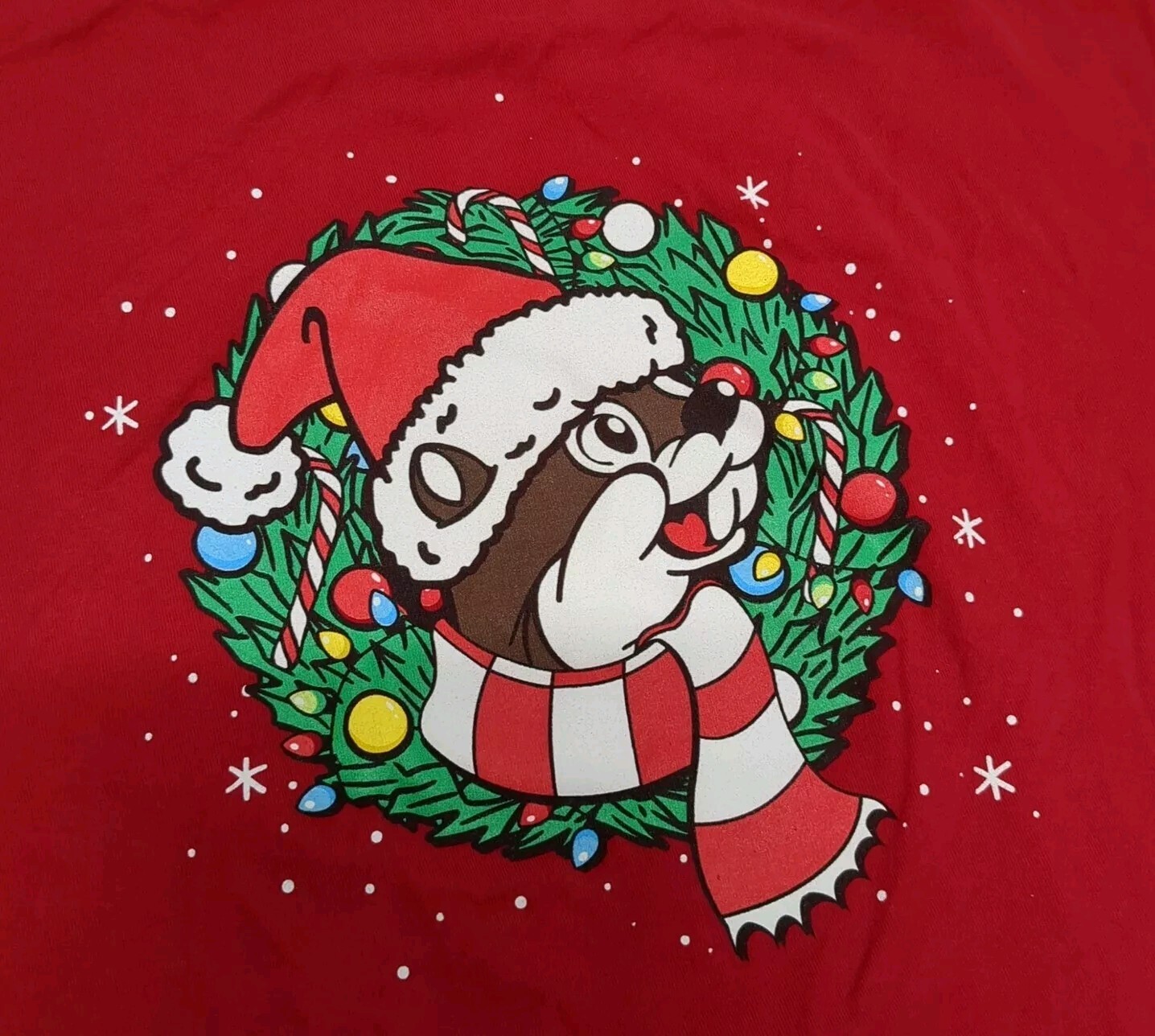Buc-ee's Christmas T Shirt Red L Short Sleeve Never Calm Always Bright