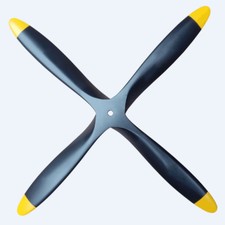 4 Blade 15x10inch Black Yellow Propeller CW Beech Wooden Prop for RC Plane