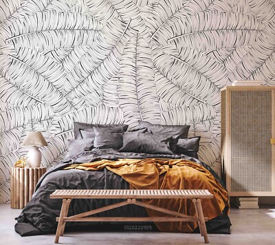 3D Gray Leaf Texture Self-adhesive Removable Wallpaper Murals Wall 12