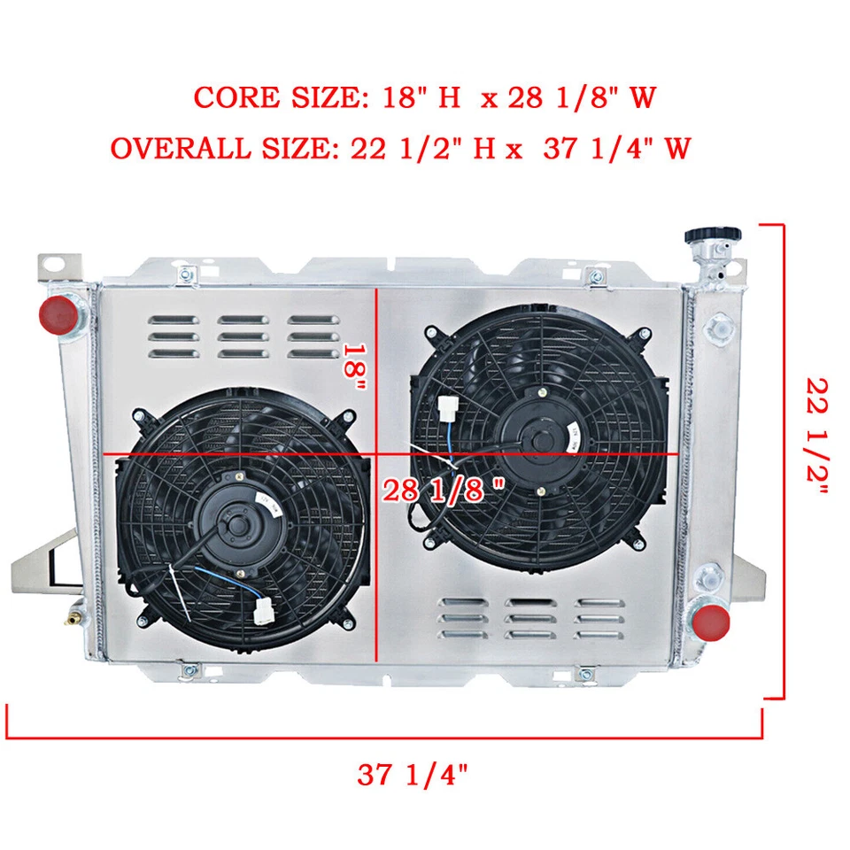 3 Row Aluminum Radiator+Shroud 90W Fan for 1985-1996 Ford F150 F250 F350 Bronco Foto 2 de 4
