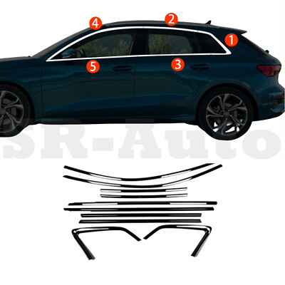 For 2021-2024 Audi A3 Hatchback Black Car Window Sill Molding Strip Cover Trim