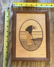 HUDSON RIVER INLAY - Golf / Golfer - WOOD MARQUETRY by NELSON 10X7