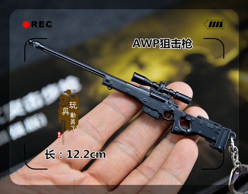 Mini gun model 98k carbine AWP sniper AK47 alloy keychain pendant soldier access - Picture 19 of 47