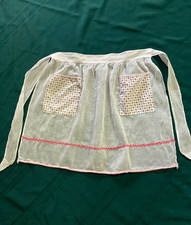 Vintage Apron Pink Organza Organdy Sheer Rick Rack homemade 2 Pockets 1950's