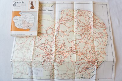 Mai 1970 Eastern Counties Busfahrplan & Karte Ipswich Gebiet Norwich Cambridge 