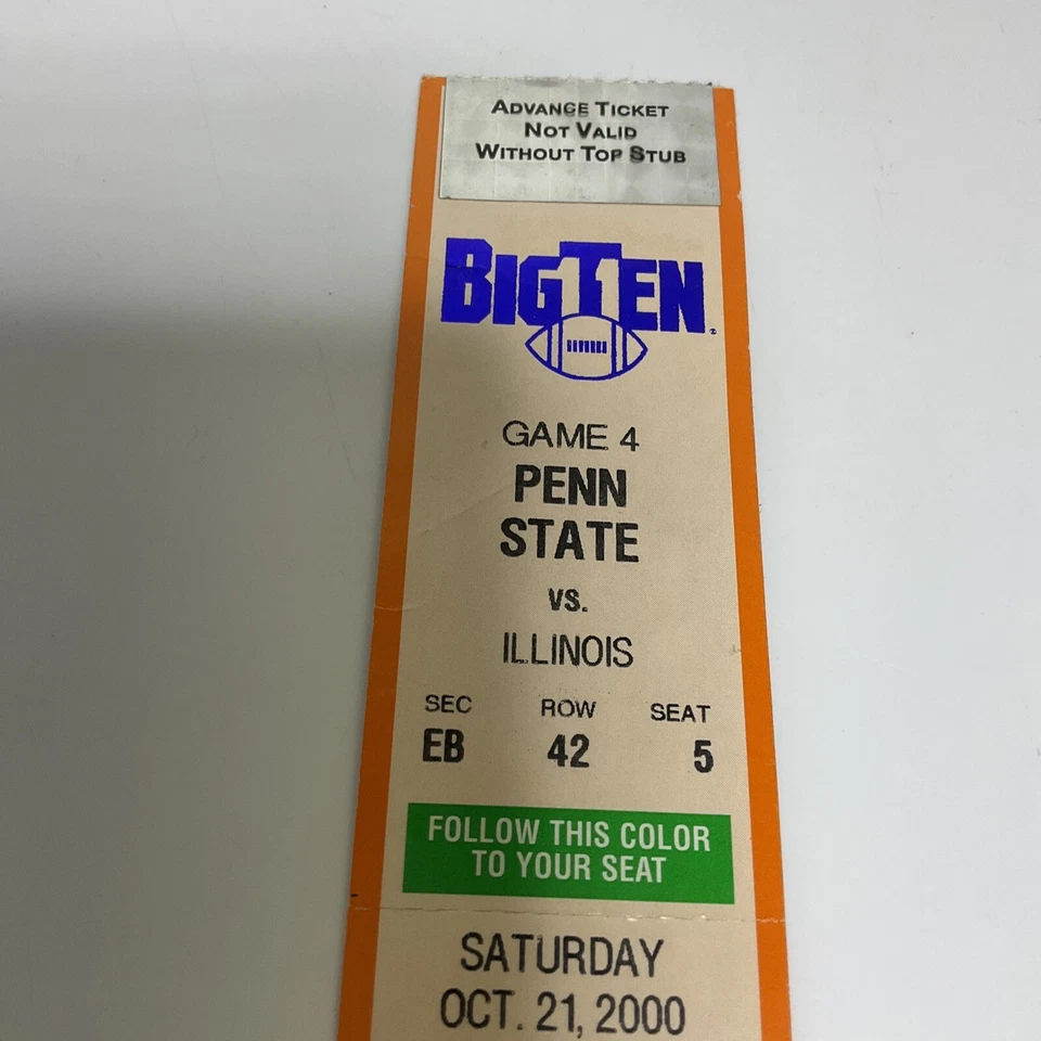 Big Ten Juego 4 Penn State vs Illinois 21/10/2000 Boletos Beaver Stadium Foto 3 de 4