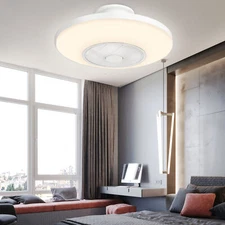 TCFUNDY Modern LED Ceiling Fan with Light Remote Control Flush Mount Ceiling Fan