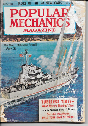 POPULAR MECHANICS MAGAZINE DECEMBER 1957 TECHNOLOGY INVENTIONS '58 NEW CARS NAVY - 第 1/6 張圖片