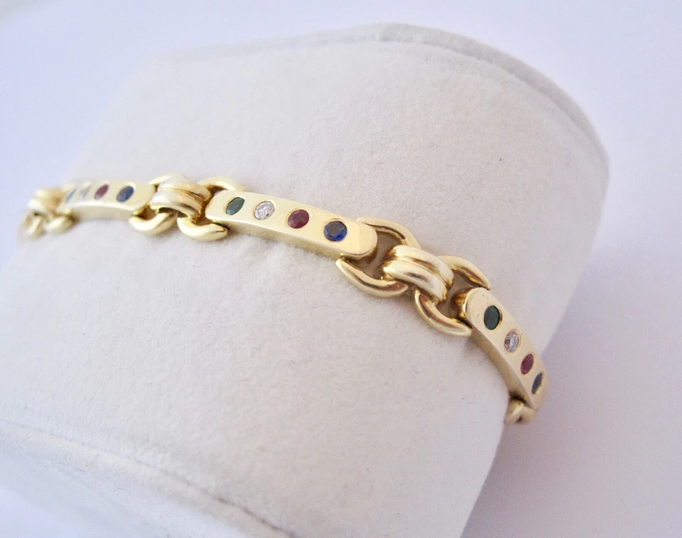 ARMBAND mit 1,40 KARAT BRILLANTEN & RUBIN & SAPHIR & SMARAGD  585/ 14 K GOLD  - Bild 3 von 4