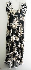 Pacific Legend Womens Black Hibiscus Ruffle Shoulder Muu Muu Sz S - NWOT