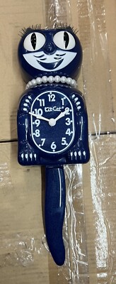 CLASSIC Dark Blue Girl KIT CAT CLOCKFull Size 15.5''MADE IN THE USA - NEW IN BOX