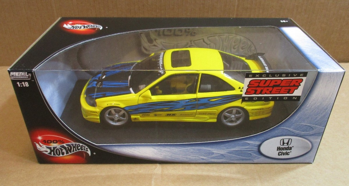 未開封 1/18 Hot Wheels Honda Civic イエロー Hot Wheels Honda Civic Exclusive Super Street Edition Yellow