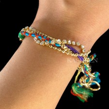 RAINBOW Bohemia Boho Chic made with Swarovski Crystal CHAKRA Wrap Chain Bracelet