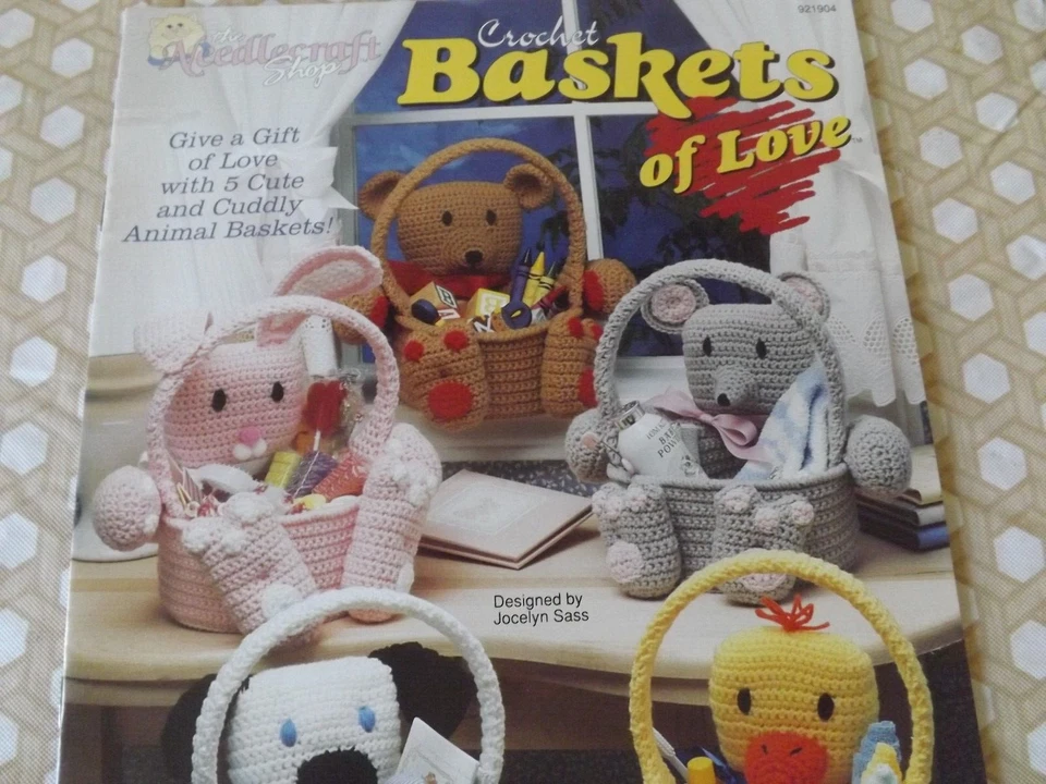 BASKET OF LOVE ~ 5 Crochet Cute & Cuddly Animal Baskets Easter Needlecraft Shop - Image 2 of 3