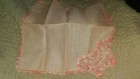 Vintage Embroidery Handkerchief Pink Flowers Butterfly Handkerchief