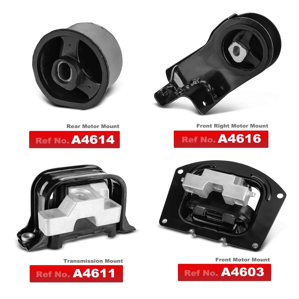 4x Montaje de motor y transmisión para Dodge Stratus 95-00 Chrysler Cirrus Sebring Foto 2 de 4