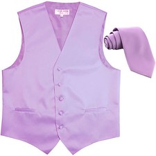 New Men's Formal Tuxedo Vest Waistcoat 2.5" skinny Necktie solid lavender prom
