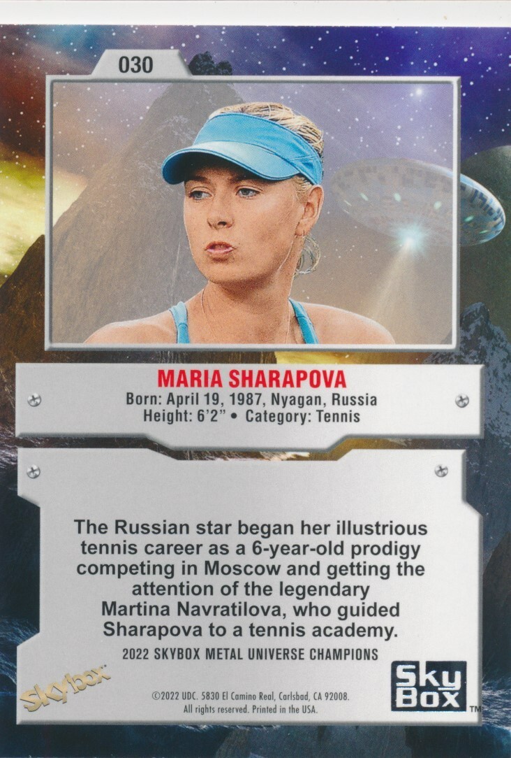 MARIA SHARAPOVA #30 2022 Skybox Metal Universe Champions TENNIS