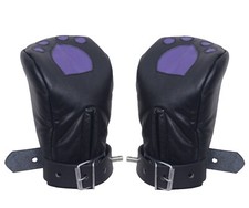 Bondage Fist Mitts Leather Padded Gloves 2 Pieces Cuffs Restraints for Couples