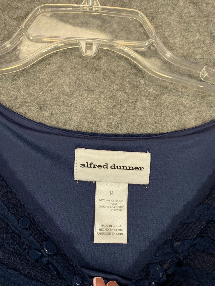 Camisa Alfred Dunner Mujer M Mediana Azul Marino Texturizada Joya Top Blusa Damas Foto 3 de 4