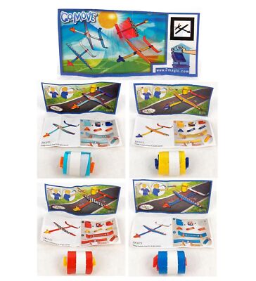 GLIDERS COMPLETE SET OF 4 WITH ALL PAPERS KINDER JOY SURPRISE EGG TOYS 2011/2012