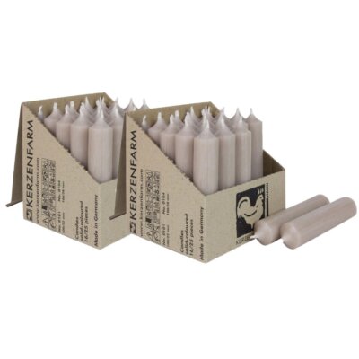 2 x 25 Stabkerzen Taupe 100 x 22 mm Kerzenfarm Kerzen Candle Set