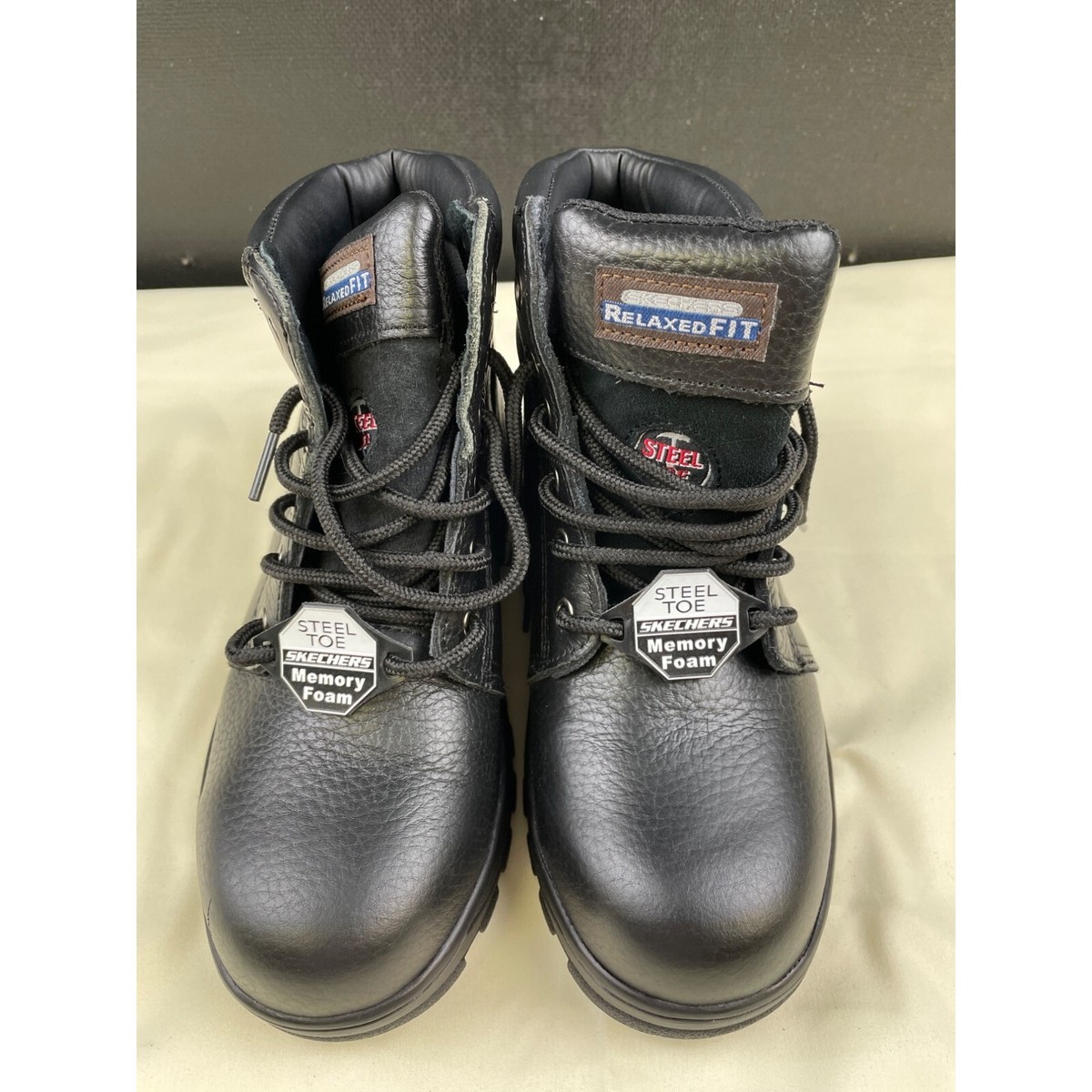 Steel Toe Mens Size Skechers Sketchers Men's Black Leather Steel