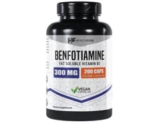 Benfotiamine 300 mg, 200 capsules, Fat Soluble Vitamin B1, Vegan, Gluten Free
