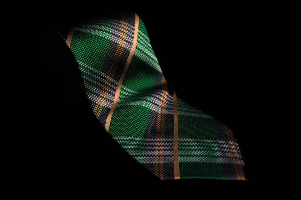 Paul Malone Palm Beach - Corbata de cuello verde tejido canasta de seda a cuadros para hombre 3,2" de ancho x 60" de largo Foto 2 de 4