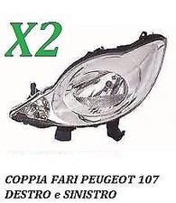 Johns Fari Alogeni Per Peugeot 107 (06/05-01/12) - Set Sinistro E Destro Con Lampadine H4