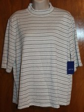 APT 9 Ladies' XL MOCK TURTLENECK TOP (white/black w/ short sleeves) NWT