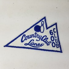 Country Club Lanes 600 club Bowling White Blue Vintage Patch