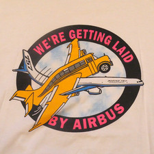 Vintage 80s/90s NWOT Boeing We're Getting Laid By Airbus T Shirt XL SingleStitch