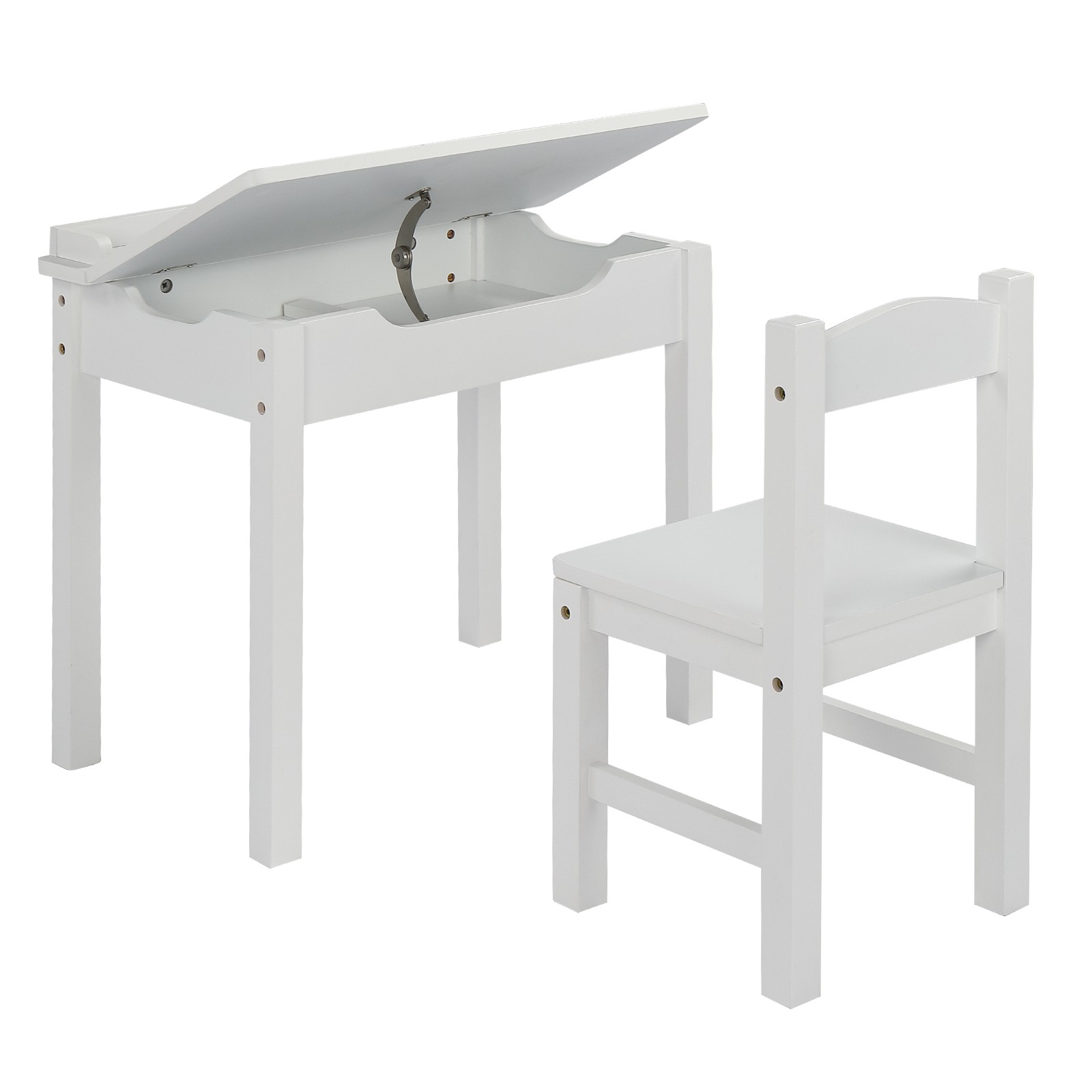 Flip Top Kids Table and Chair Set, Wood Activity Table Set with Storage Space