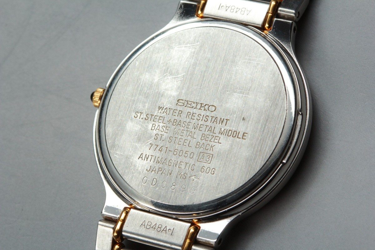 Vintage 1990 Seiko Dolce 7741-6050 Two-Tone Roman Quartz Mens 