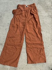 Abercrombie  Fitch Brown Linen Blend Pull-On Wide Leg Pants Women  s XS