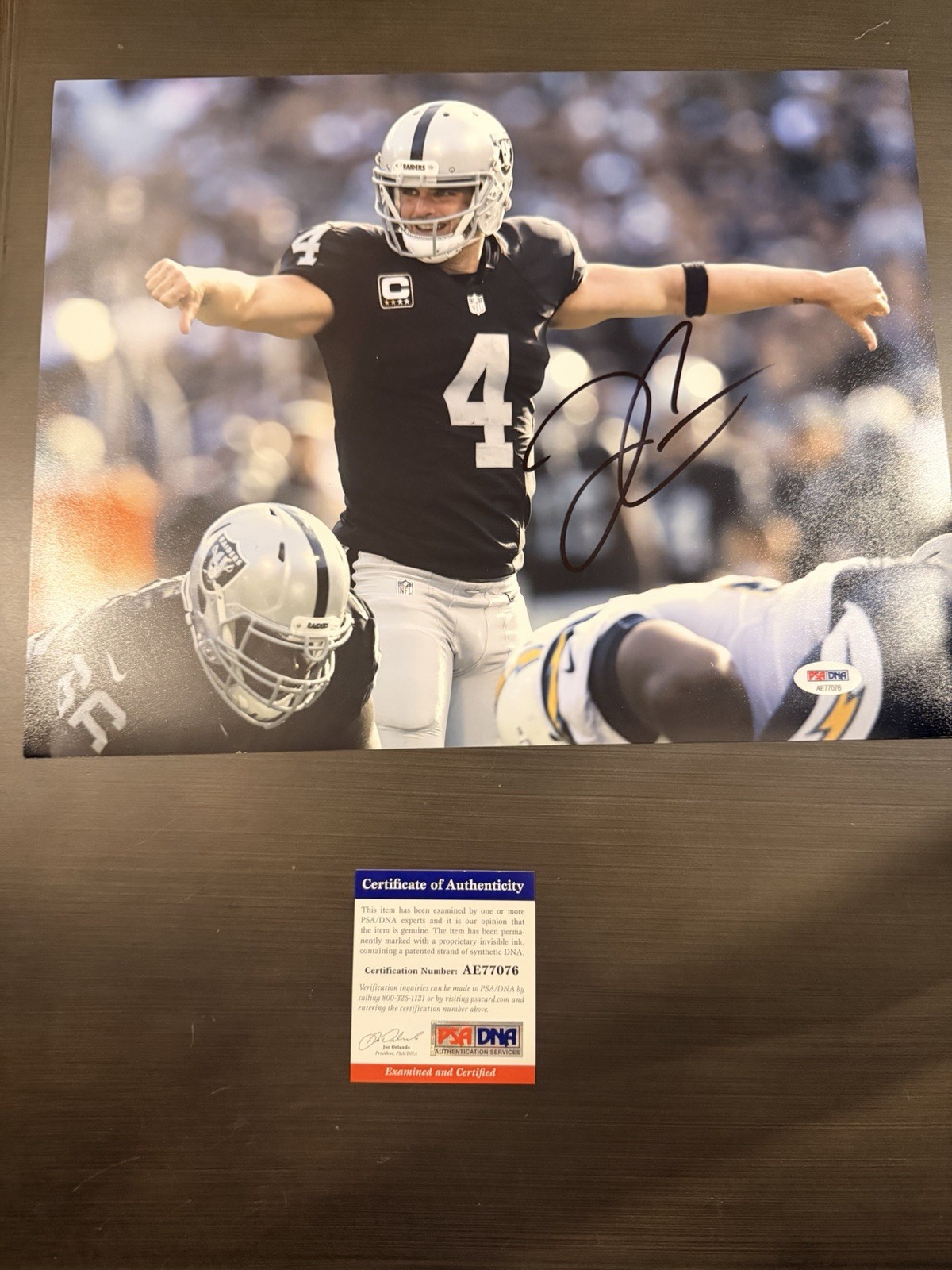 Derek Carr Autographed Signed Oakland Raiders 11x14 Photo with COA 