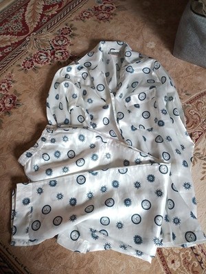 Giani Feroti Satin Schlafanzug Pyjama, Größe S, Blau Weiß Sehr gut Erhalten